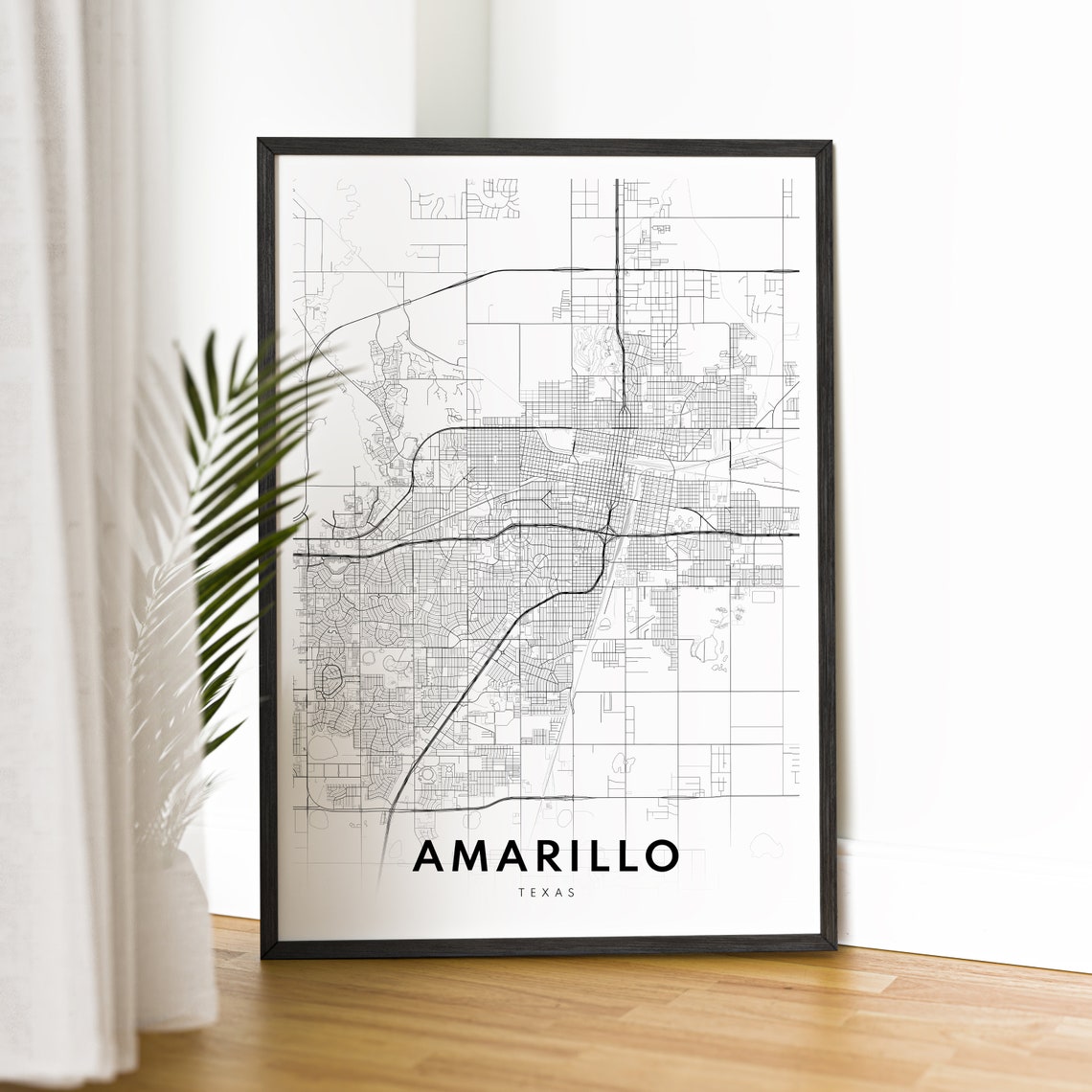 Amarillo Texas City Map Street Grid Minimalist Black White Poster - Image 4