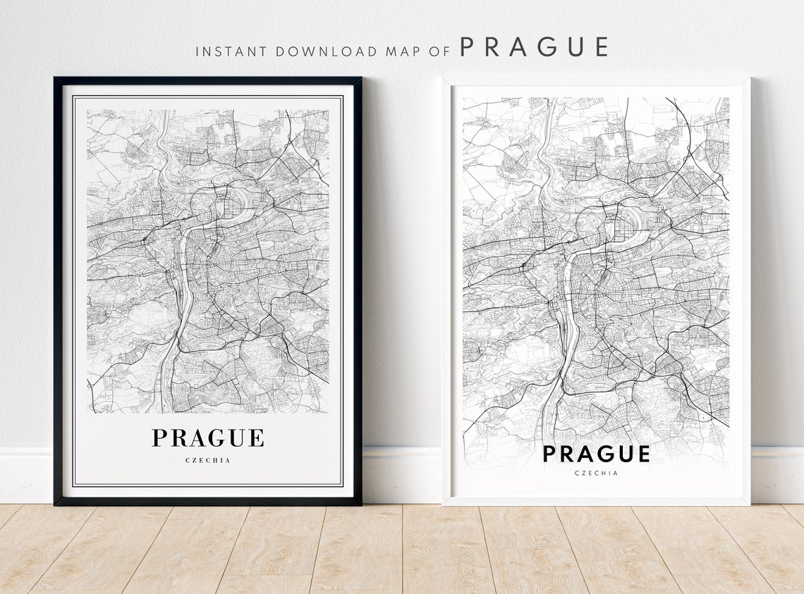 Prague Black and White Map Art Print - Image 5