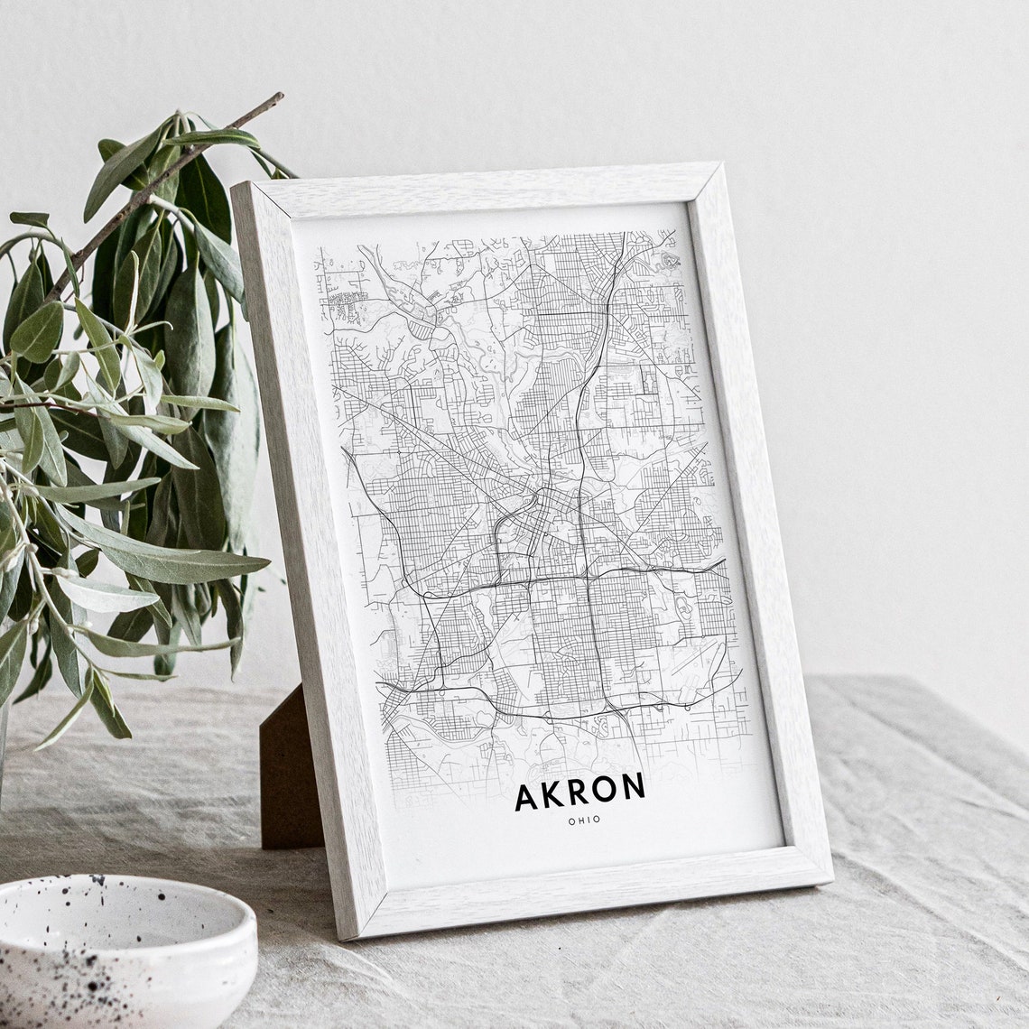 Akron Ohio City Street Map Black White Minimalist Map Poster - Image 4