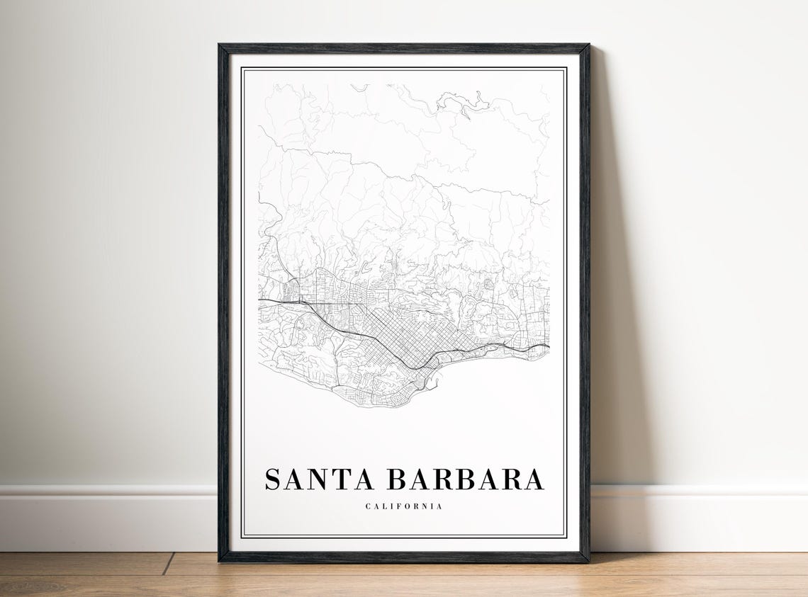 Santa Barbara California Coastal City Minimal Street Map Art Poster - Image 5