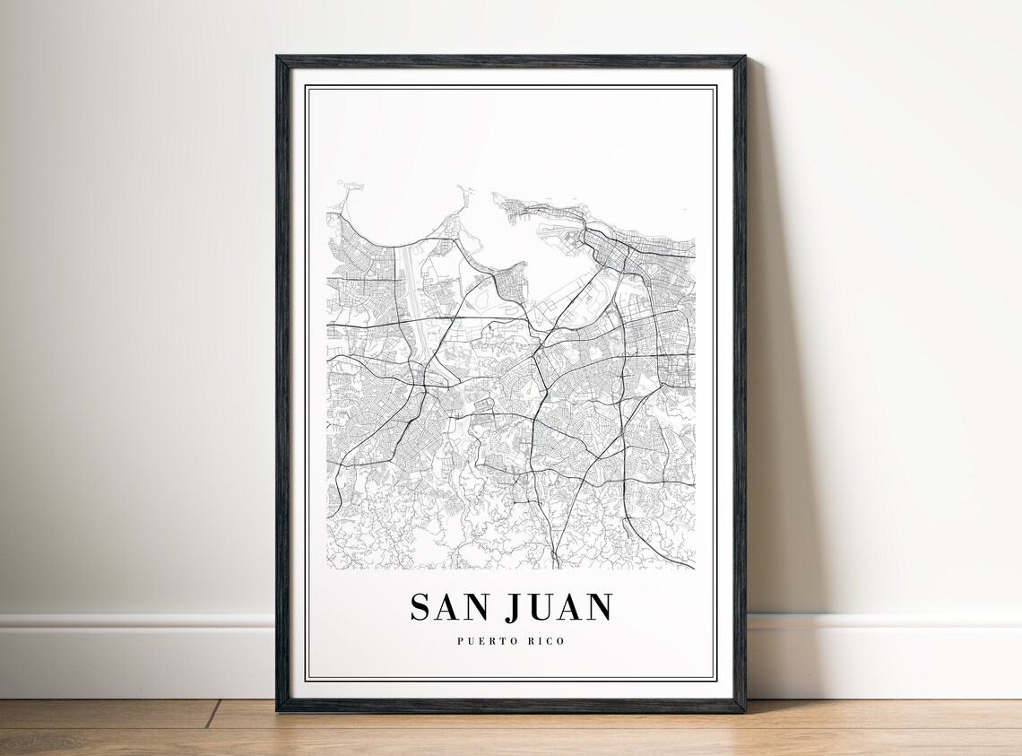 San Juan Puerto Rico Map Print, Black And White - Image 5