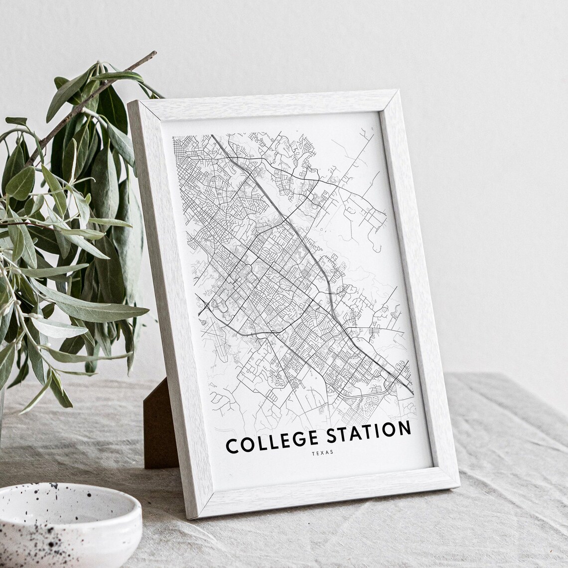 College Station Texas Black and White City Street Map Aggie Poster - Image 3