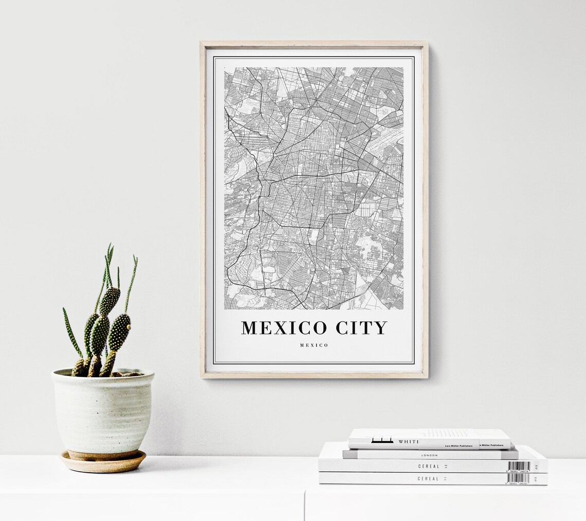 Mexico City Black And White Map Art Print - Image 3