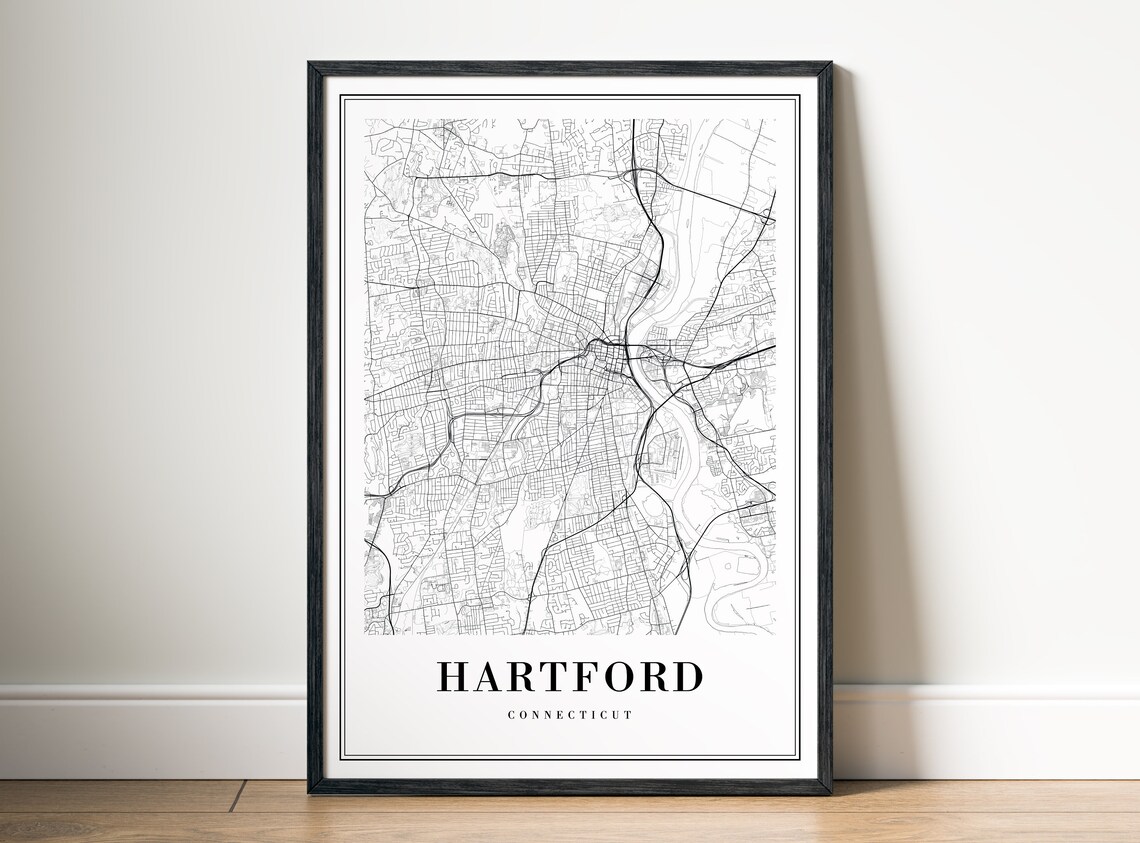 Hartford Connecticut City Street Map Minimalist Black And White Print - Image 5