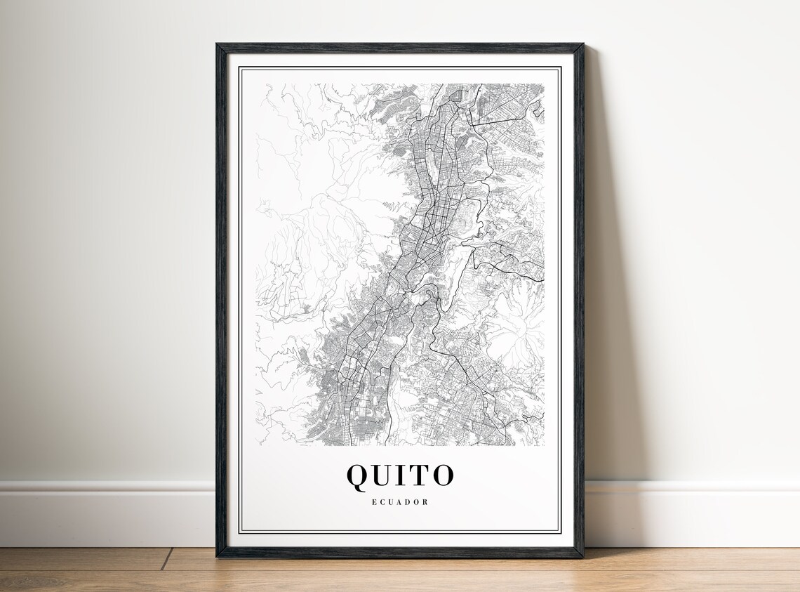 Quito Ecuador Minimalist Black and White City Street Map Poster - Image 5