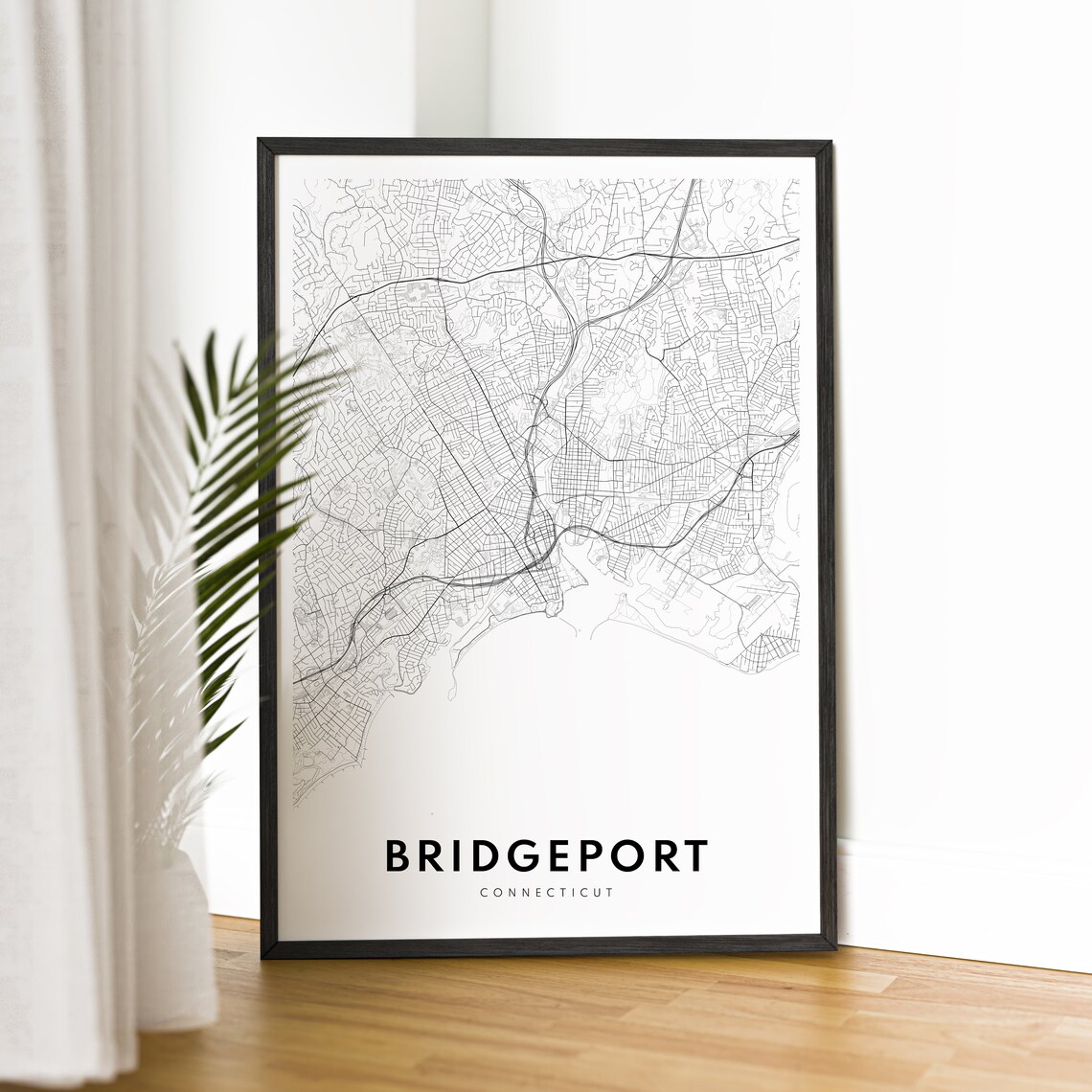 Bridgeport Connecticut City Map Minimalist Black and White Poster - Image 2