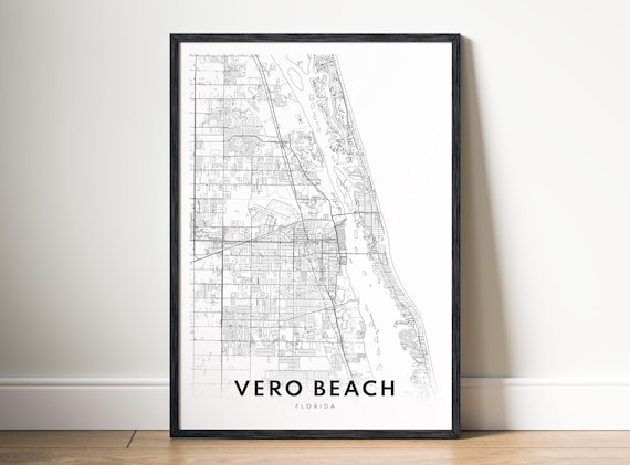 Vero Beach Fl Map Print Florida Poster Black And White