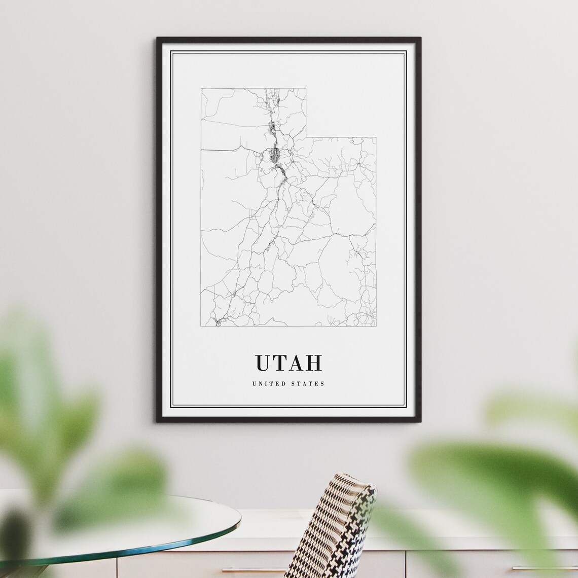 Utah State Map Print, Black and White Map Poster - Image 3