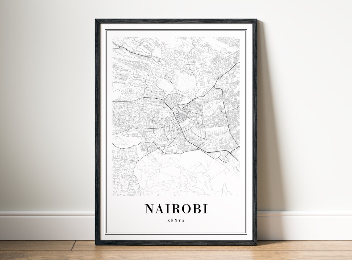 Nairobi Map Print, Black And White Sketch Poster - Image 5