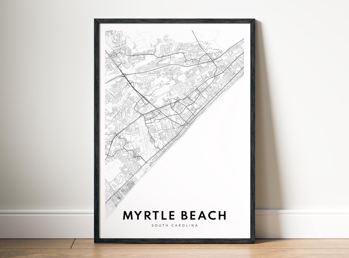 Myrtle Beach South Carolina Minimalist City Street Map Poster