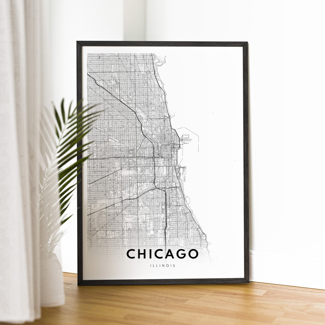 Chicago Map Print, Minimal Black And White Travel - Image 2