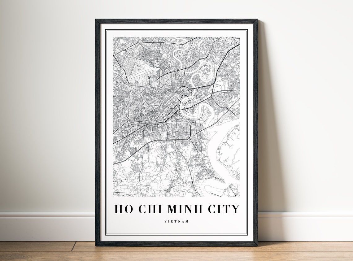 Ho Chi Minh City Vietnam Map Minimalist Black and White Print - Image 5