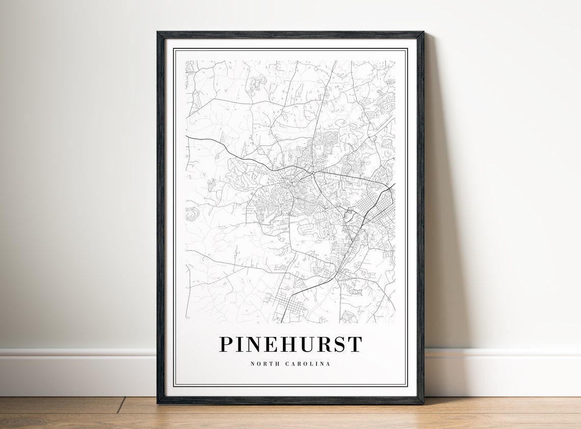 Pinehurst North Carolina Black And White Minimal City Map Art Poster - Image 5