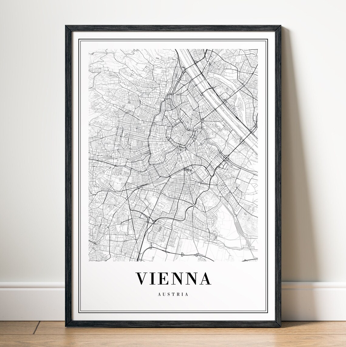 Vienna Austria Minimalist Black and White City Street Map Poster - Image 5
