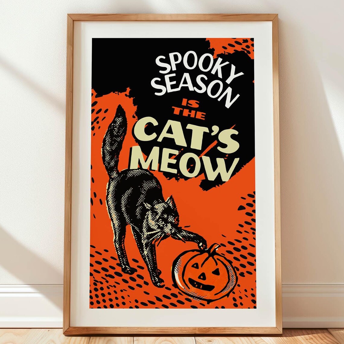 Retro Halloween Spooky Cat Poster, Kitchen Wall Art