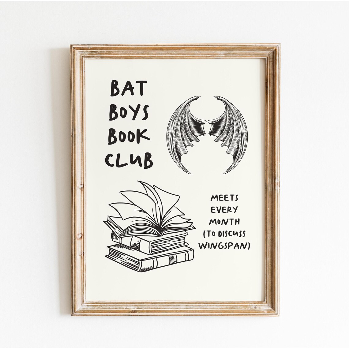 Bat Boys Book Club Black Ink Wings Romantasy Reader Art Poster - Image 2