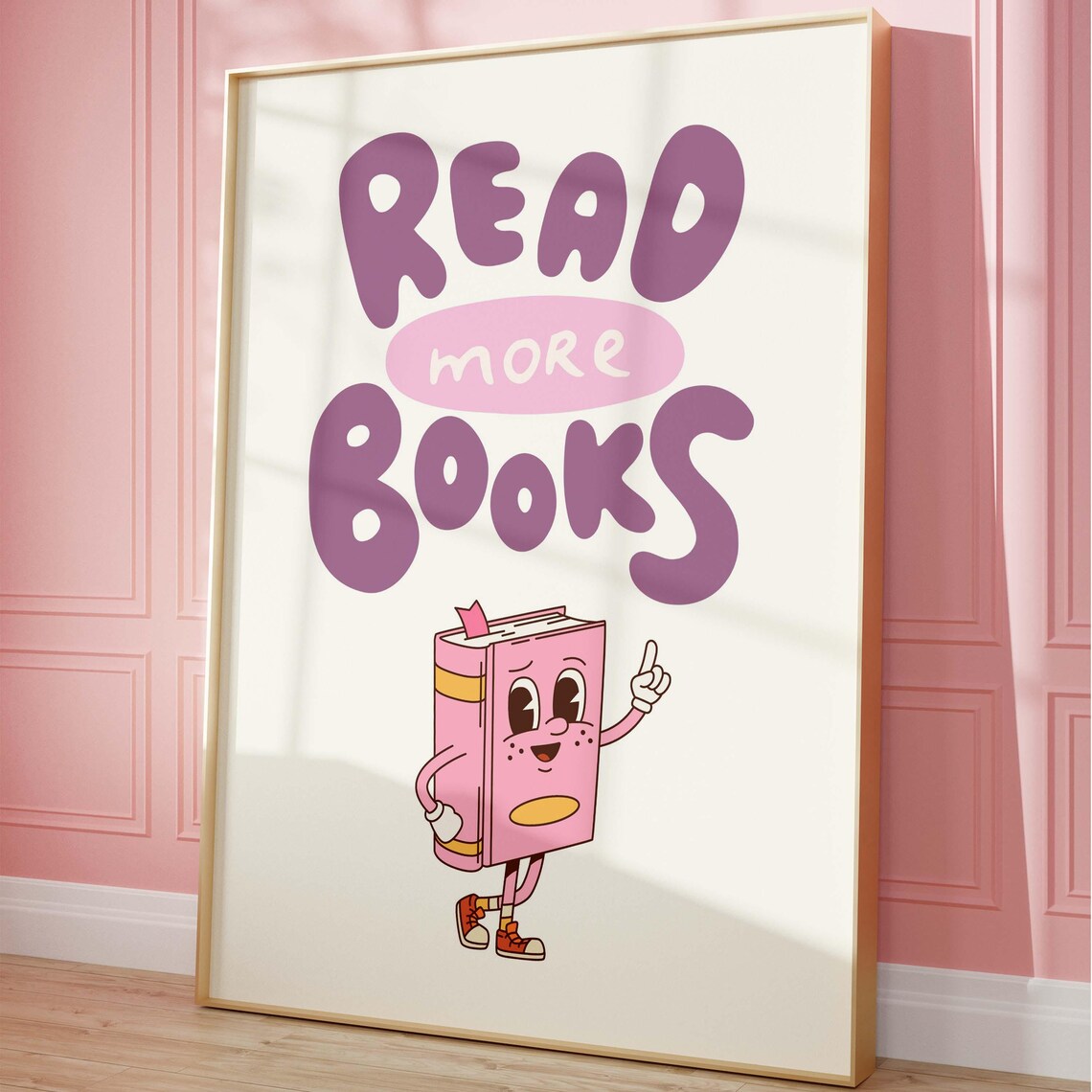 Read More Books Purple Bubble Letters Retro Book Mascot Poster - Image 5