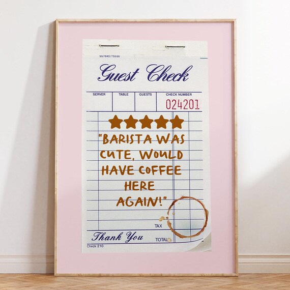 Guest Check Print Coffee Poster Coffee Cart Decor Coffee Bar Print Trendy Coffee Print Coffee Station Art Cute Coffee Bar Decor