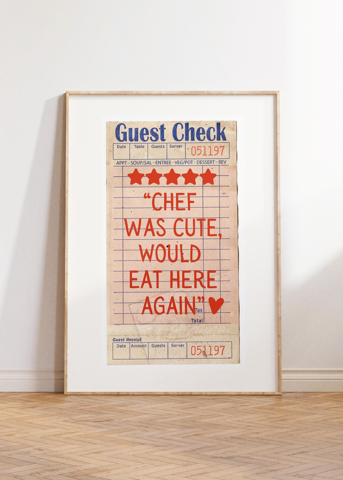 Guest Check Chef Was Cute Funny Kitchen Wall Art - Image 5