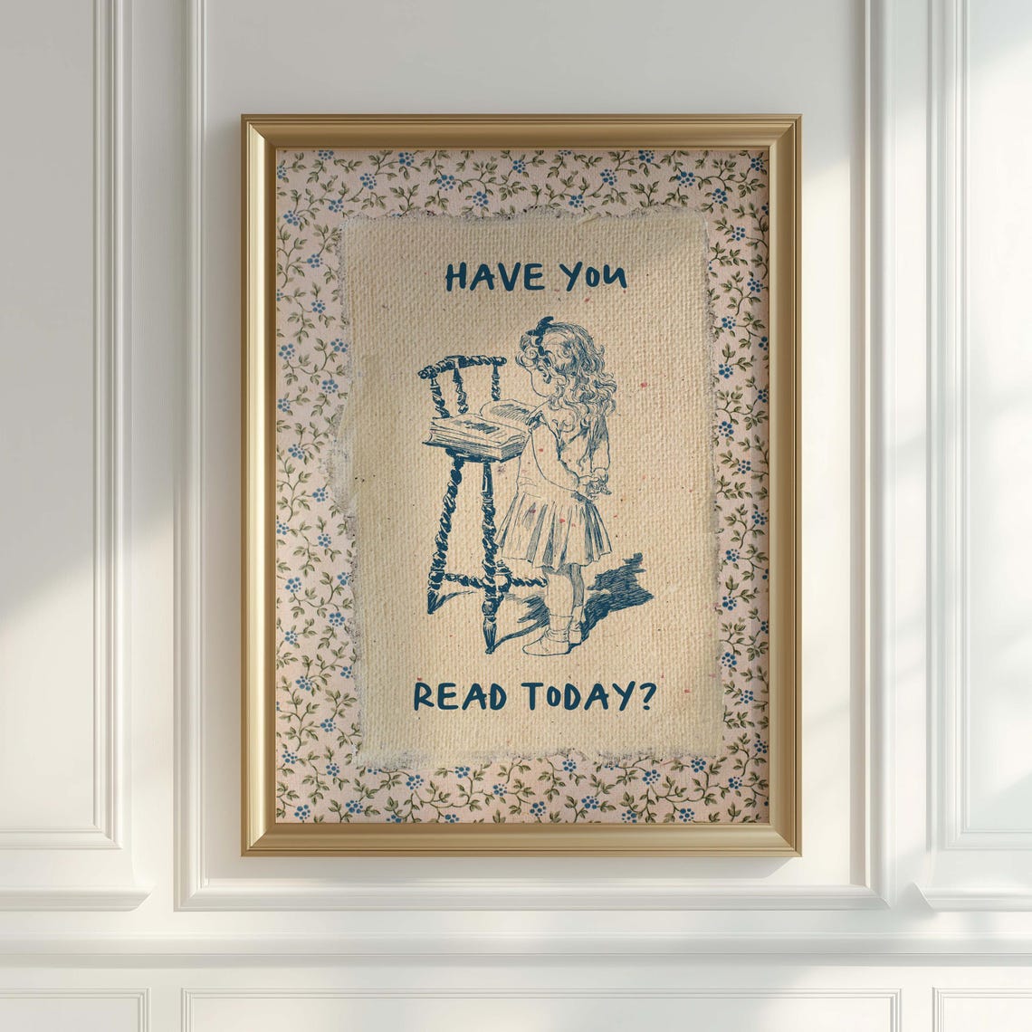 Vintage Book Art, Cute Reading Poster - Image 3