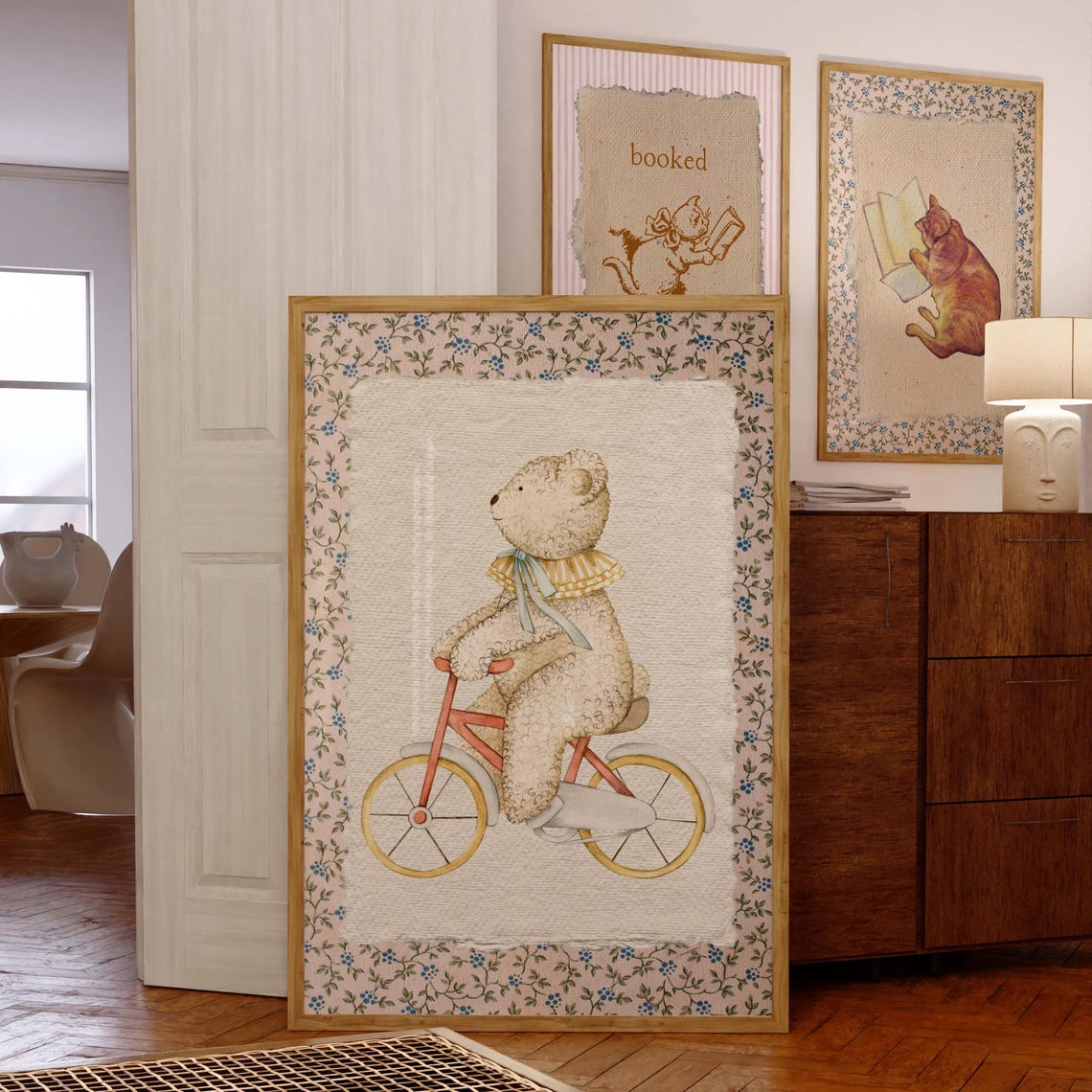Vintage Bear Print, Cottagecore Nursery Art
