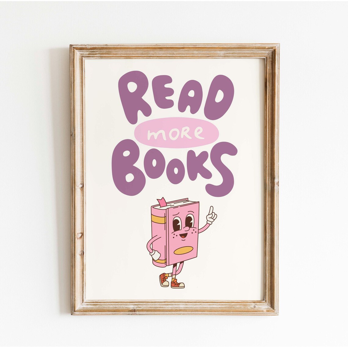 Read More Books Purple Bubble Letters Retro Book Mascot Poster - Image 3