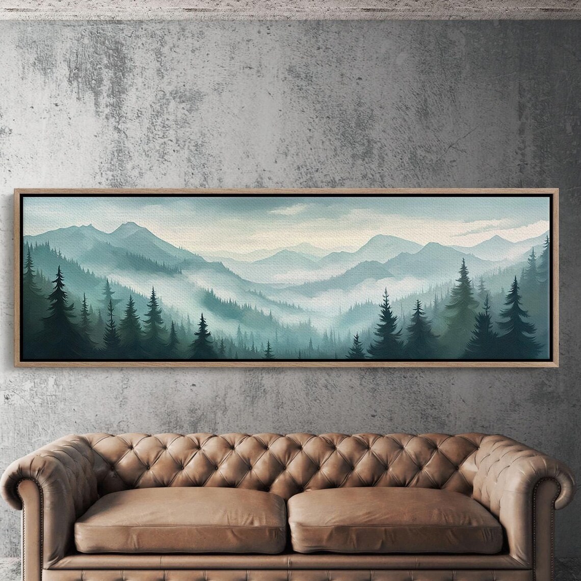 Misty Mountain Pines, Tranquil Forest Landscape