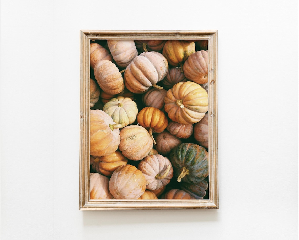 Fall Pumpkins Art Print, Autumn Farmhouse Decor