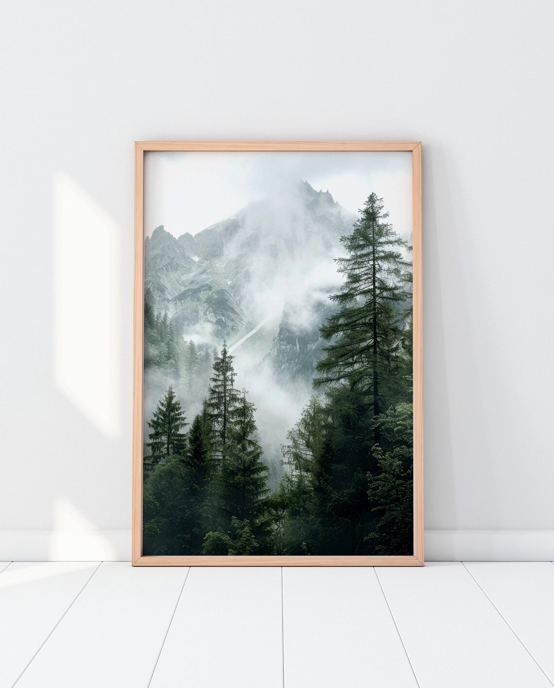 Forest Mountains Photography Print, Foggy Nature Landscape