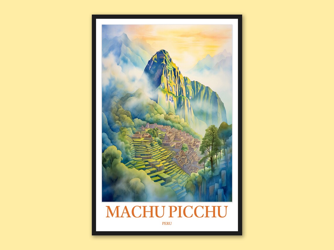 Machu Picchu Travel Poster Peru Wall Art