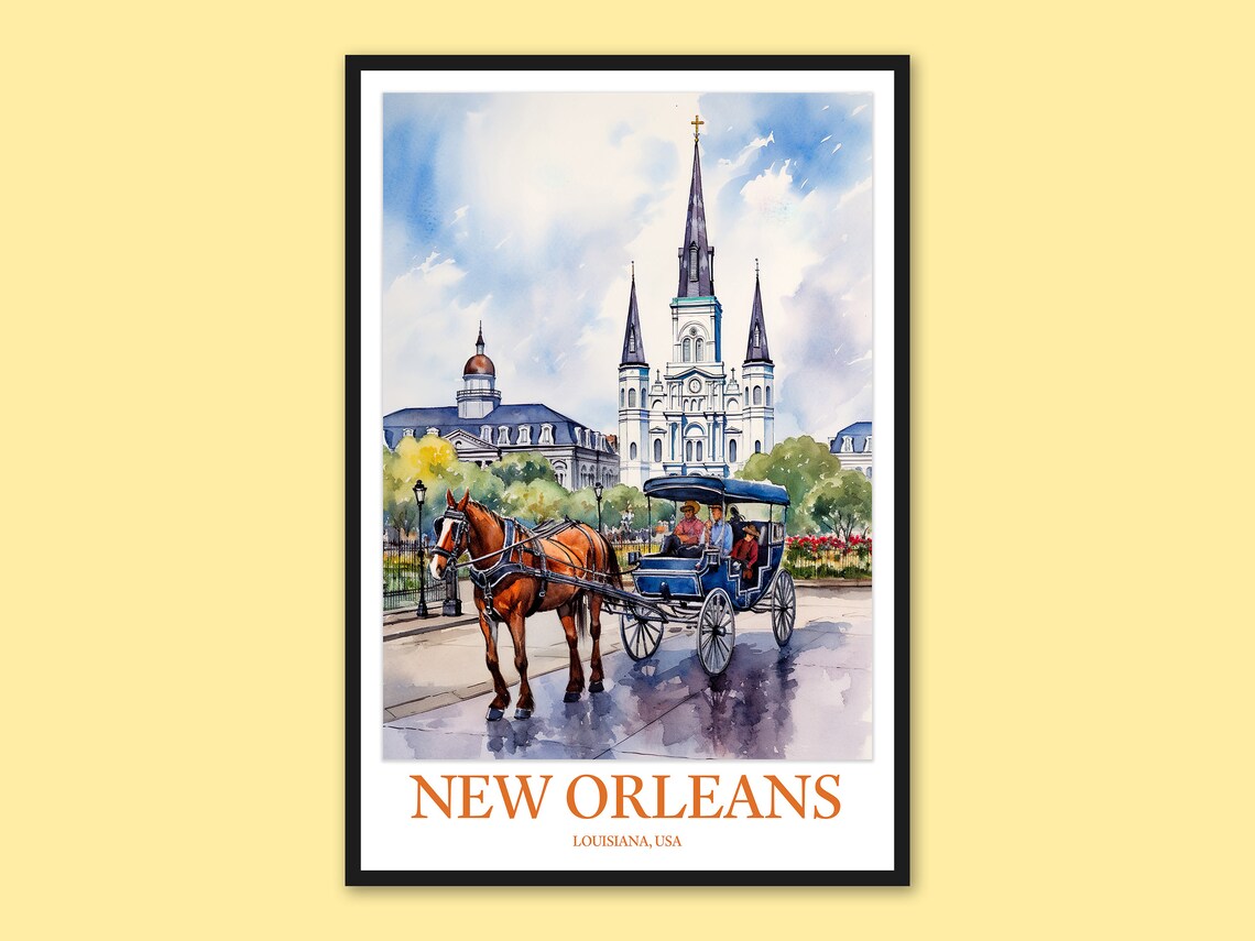 New Orleans St Louis Cathedral Horse Carriage Jackson Square Poster