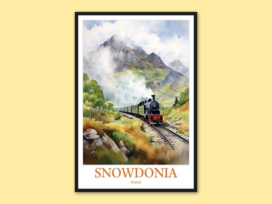Snowdonia Wales Green Steam Train Valley Railway Travel Poster