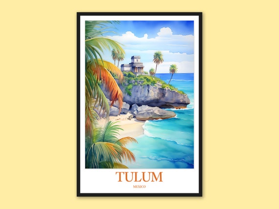 Tulum Travel Print Mayan Ruins Turquoise Caribbean Sea