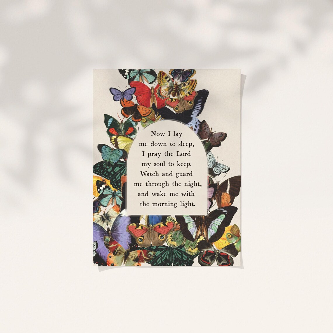 Vintage Butterfly Prayer Collage Art Print, Boho