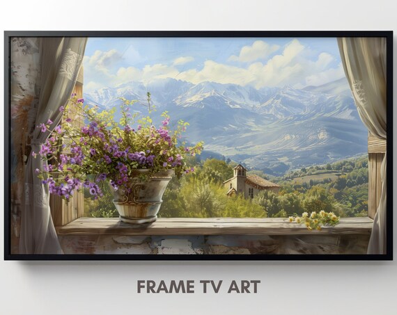 Mountain View Frame Tv Art Landscape Art For Tv Mountains View Oil Painting Hisense Tv Decor Instant