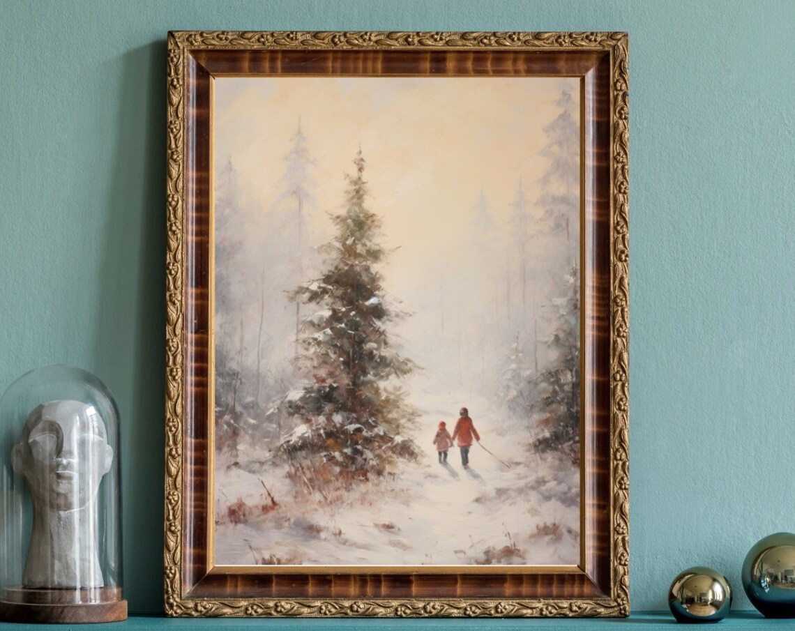 Winter Forest Snow Scene Children Vintage Impressionist Landscape Poster - Image 3