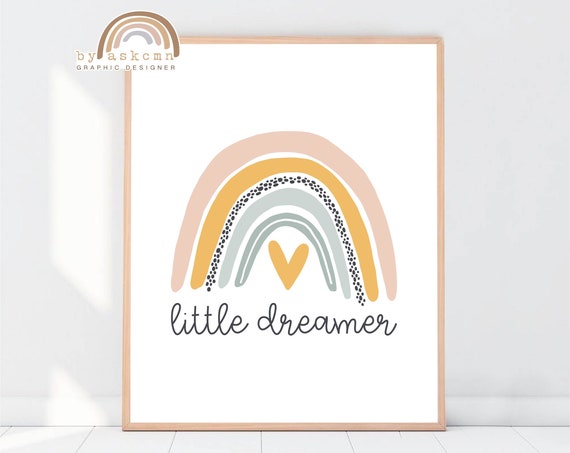 Rainbow Wall Decor Print Baby Room Poster Nursery Print Art Little Dreamer Baby Room Poster Quote Poster Instant