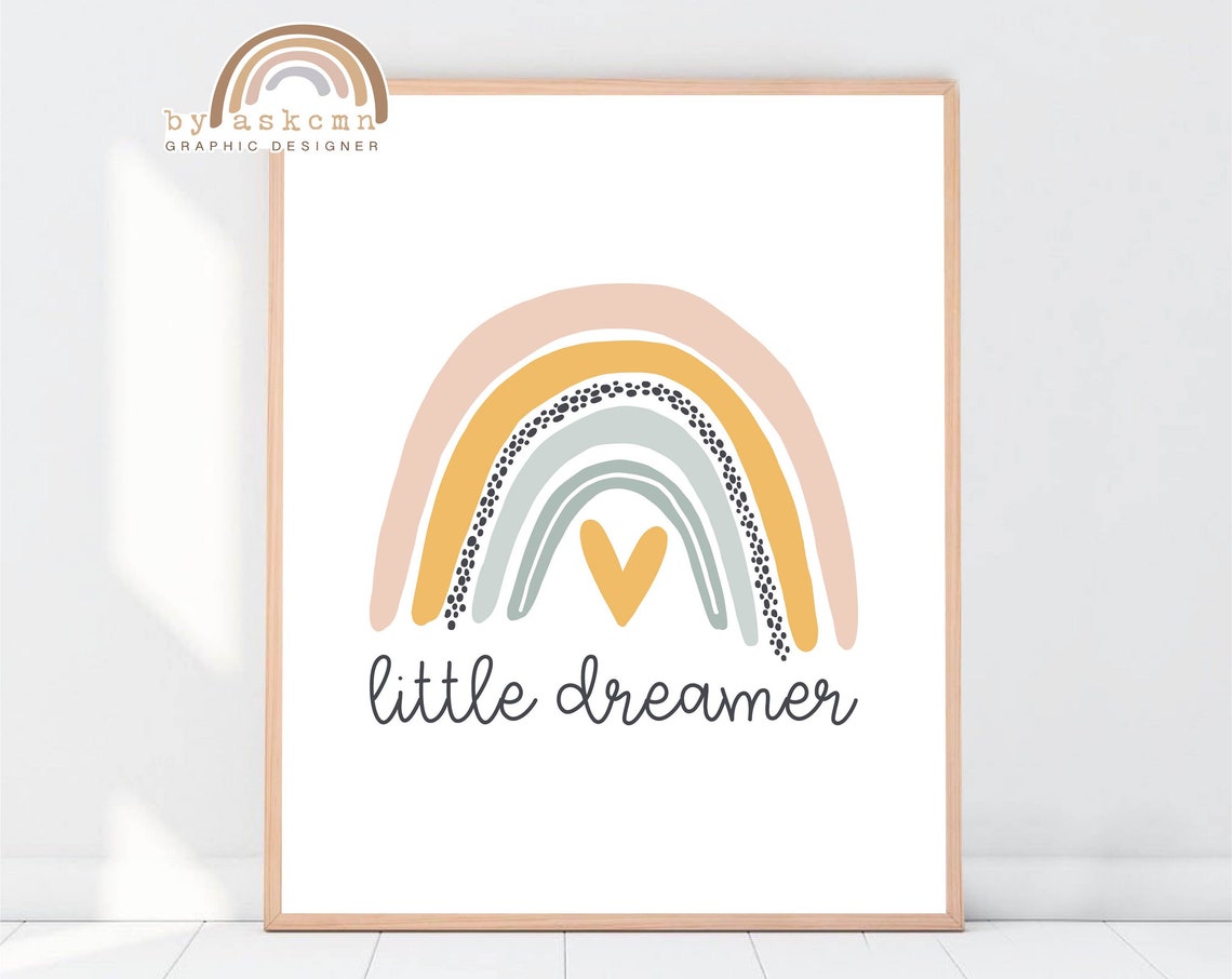 Rainbow Wall Decor Print Baby Room Poster Nursery Print Art Little Dreamer Baby Room Poster Quote Poster Instant