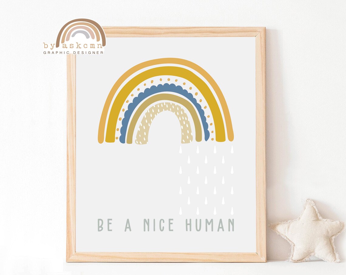 Rainbow Baby Art Pastel Nursery Decor Modern Rainbow Print Neutral Rainbow Art Boho Rainbow Art Boho Nursery Print Living Room Wall Art