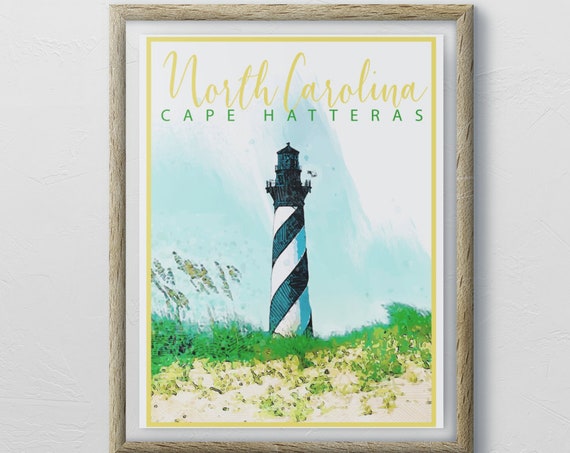 North Carolinatravel Poster Vintage Style Print Decor Lighthouse Wall Art Travel Vacation Home Souvenir Frame Not Included