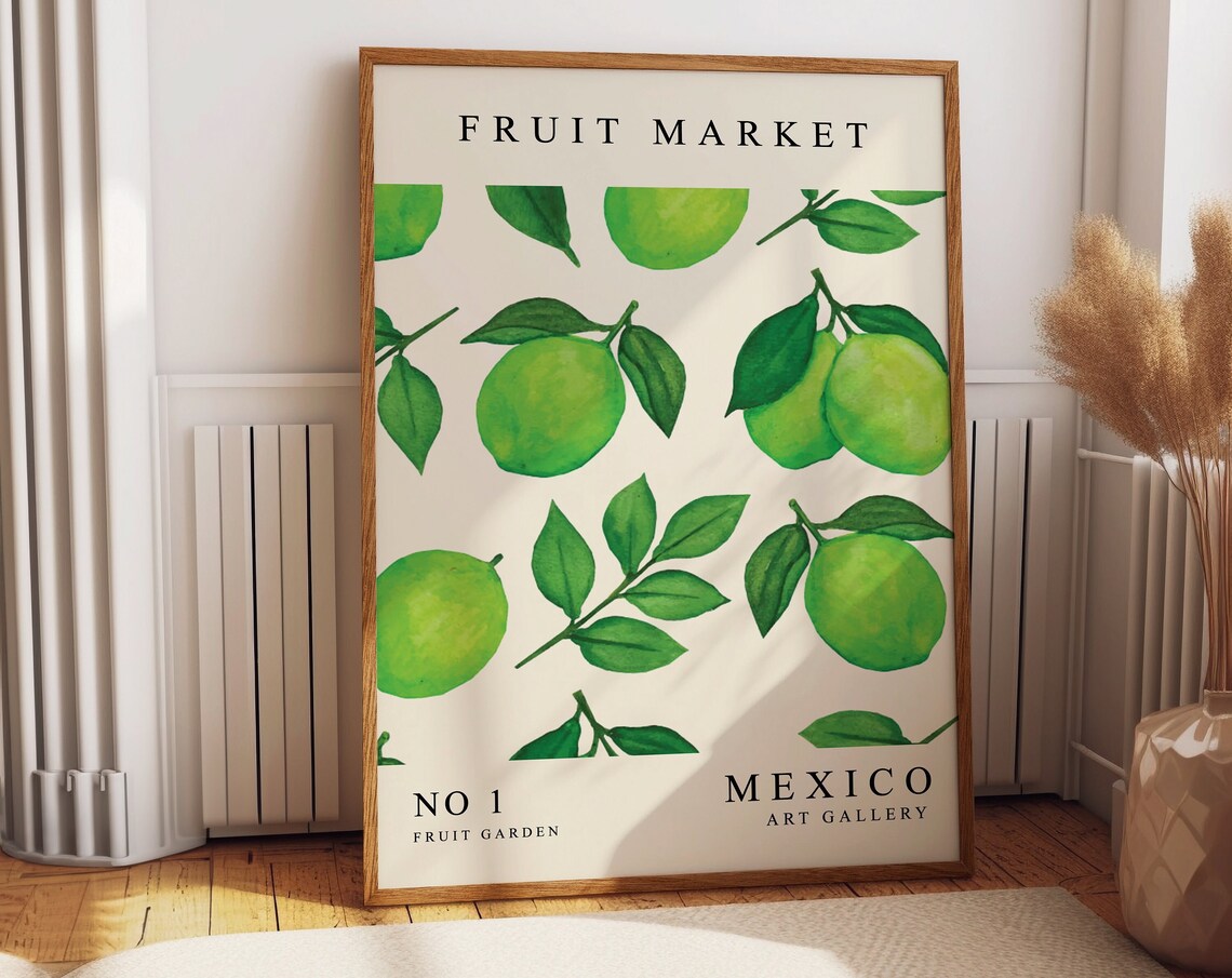Lime Fruit Market Vintage Poster Print
