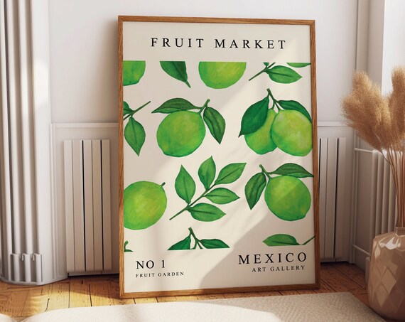 Lime Fruit Market Vintage Poster Print