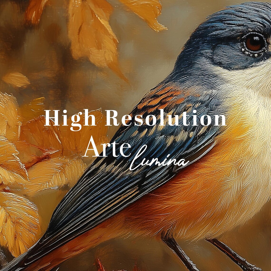 Blue And Orange Songbird On Autumn Branch Among Golden Leaves Poster - Image 7