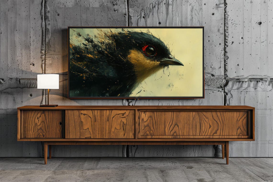 Bold Abstract Black Bird Head Dramatic Wildlife Painting Poster - Image 6