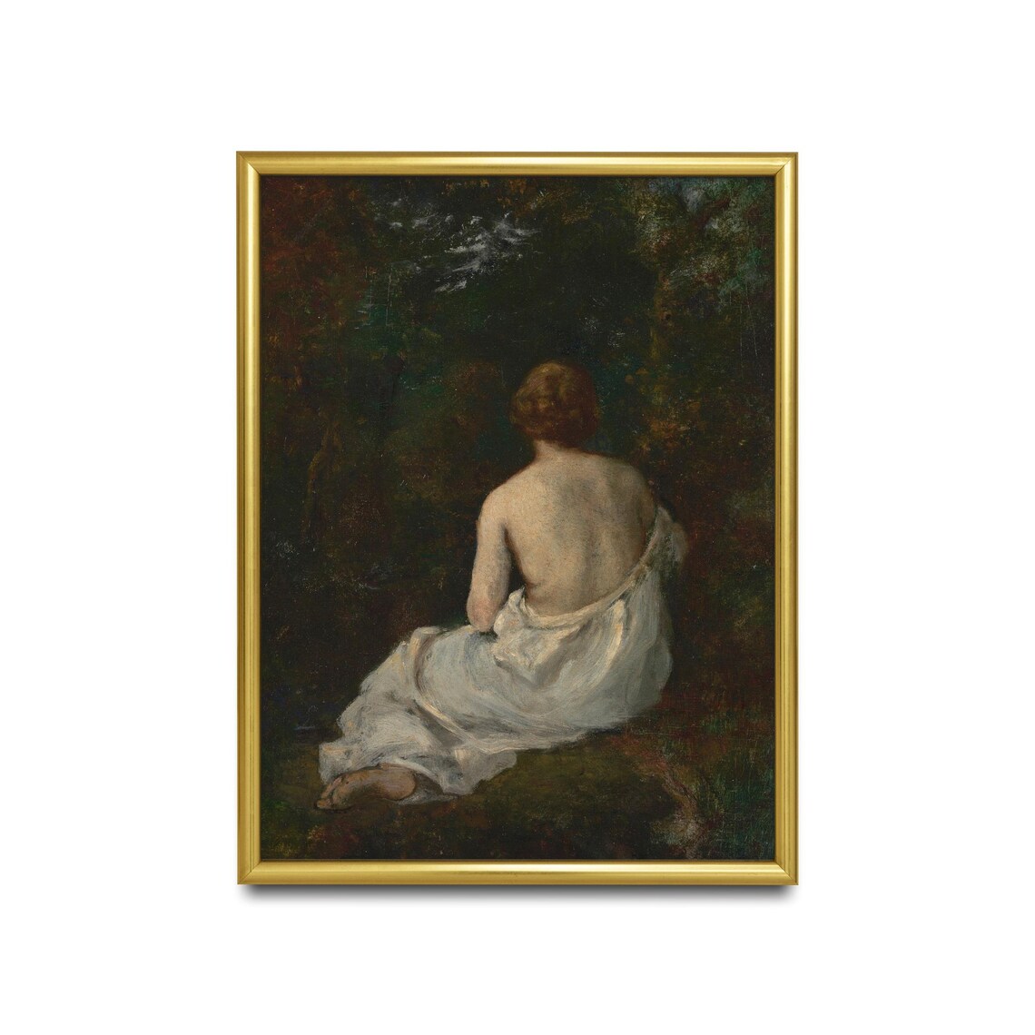 Seated Woman in White Drapery from Behind Classic Art Poster - Image 2