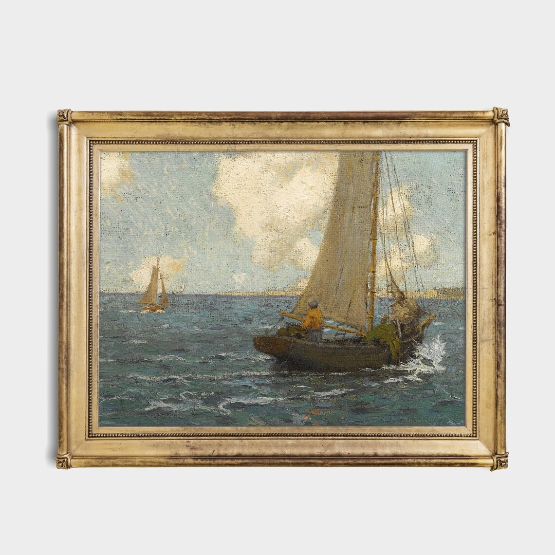 Fishing Sailboat Open Sea Fisherman Vintage Nautical Seascape Poster - Image 3