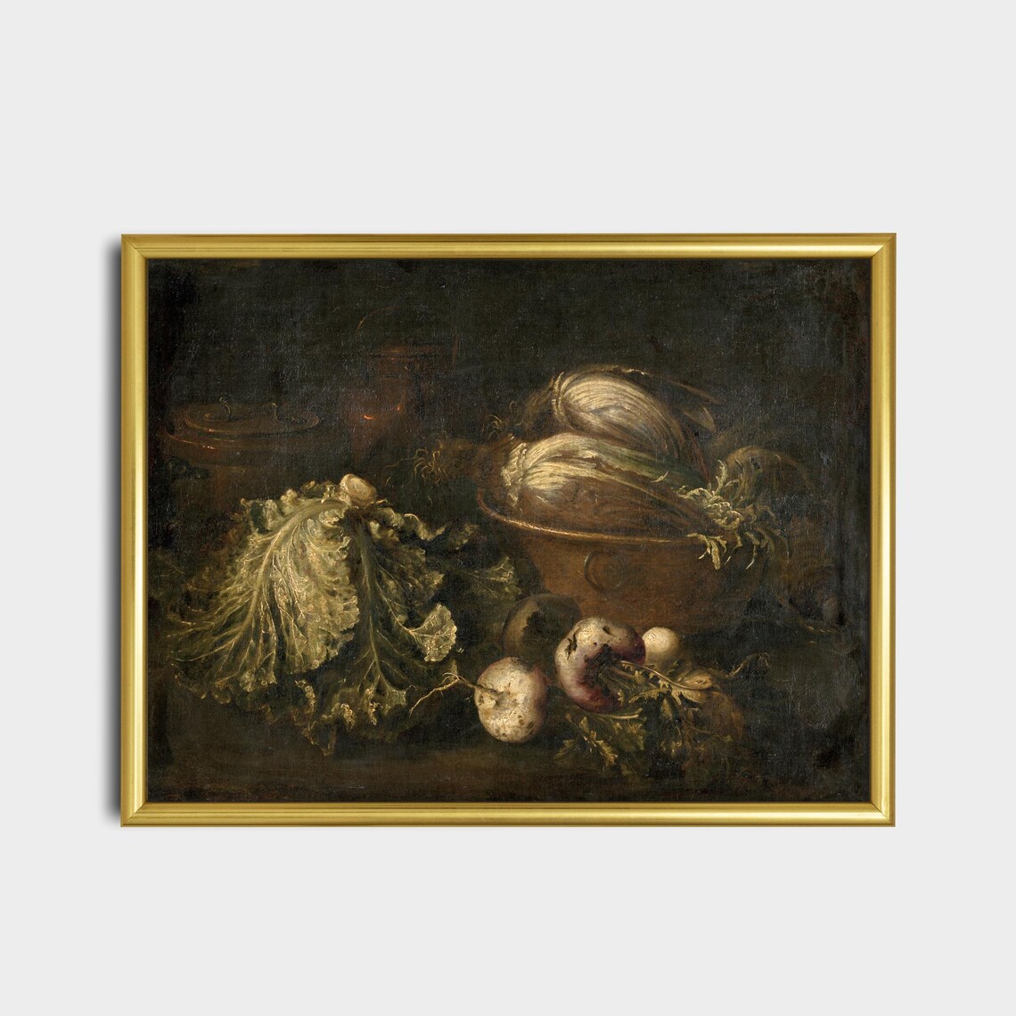 Printed And Shipped Vintage Still Life With Vegetables Antique Kitchen Print Moody Kitchen Wall Art Physical Prints Dark Academia - Image 2