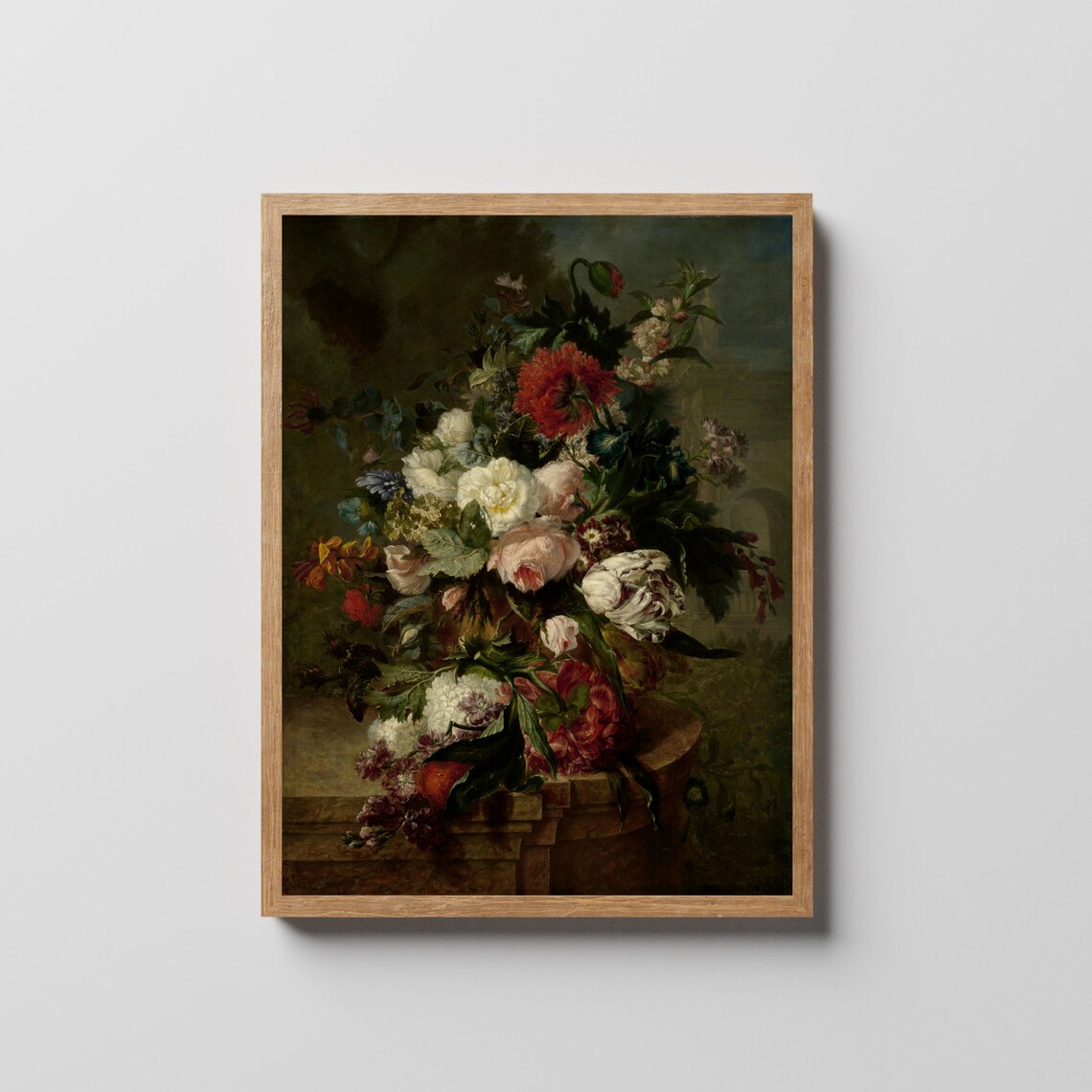 Overflowing Bouquet in a Stone Vase on Dark Moody Background Poster - Image 3