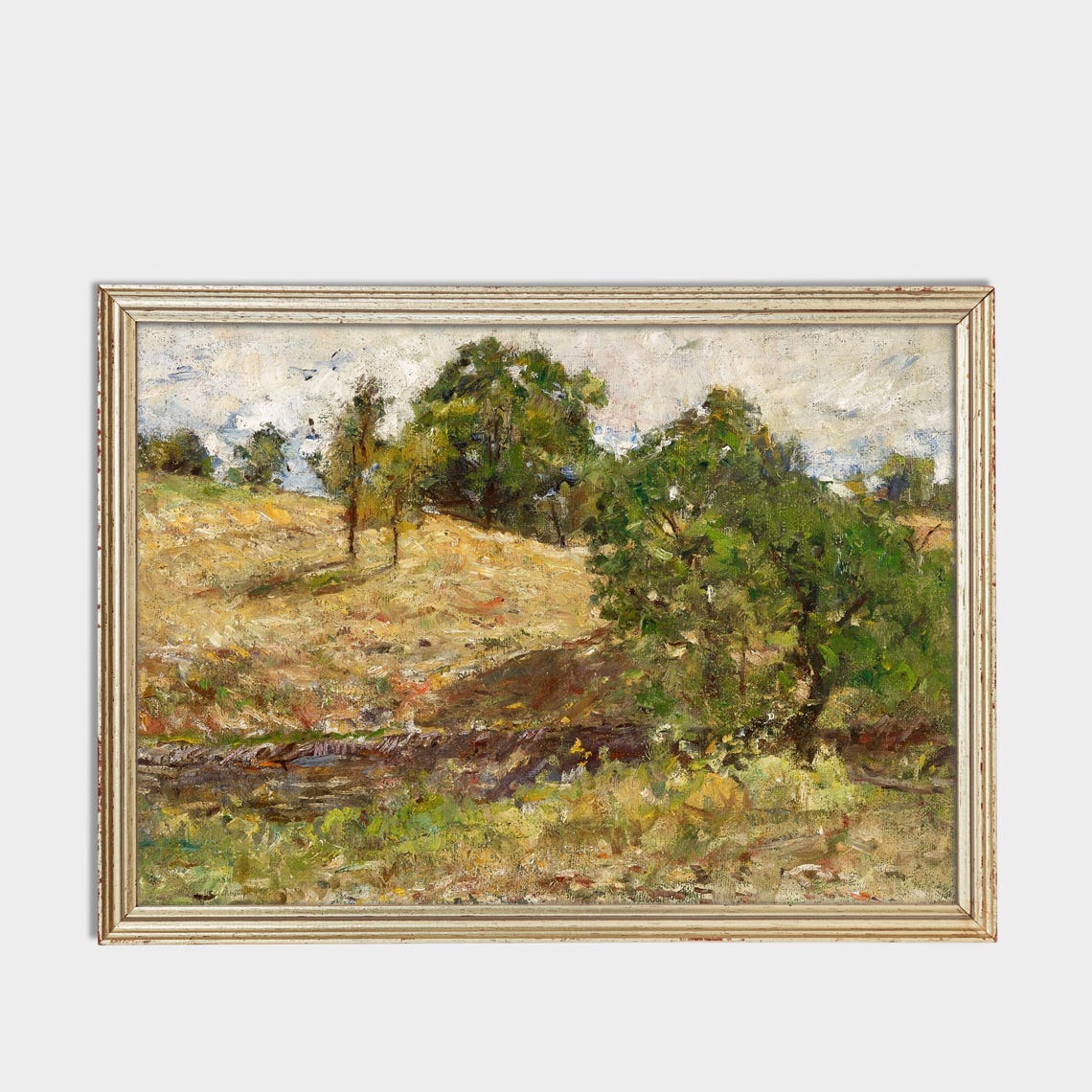 Sunlit Hillside Trees Stream Impressionist Countryside Poster - Image 3