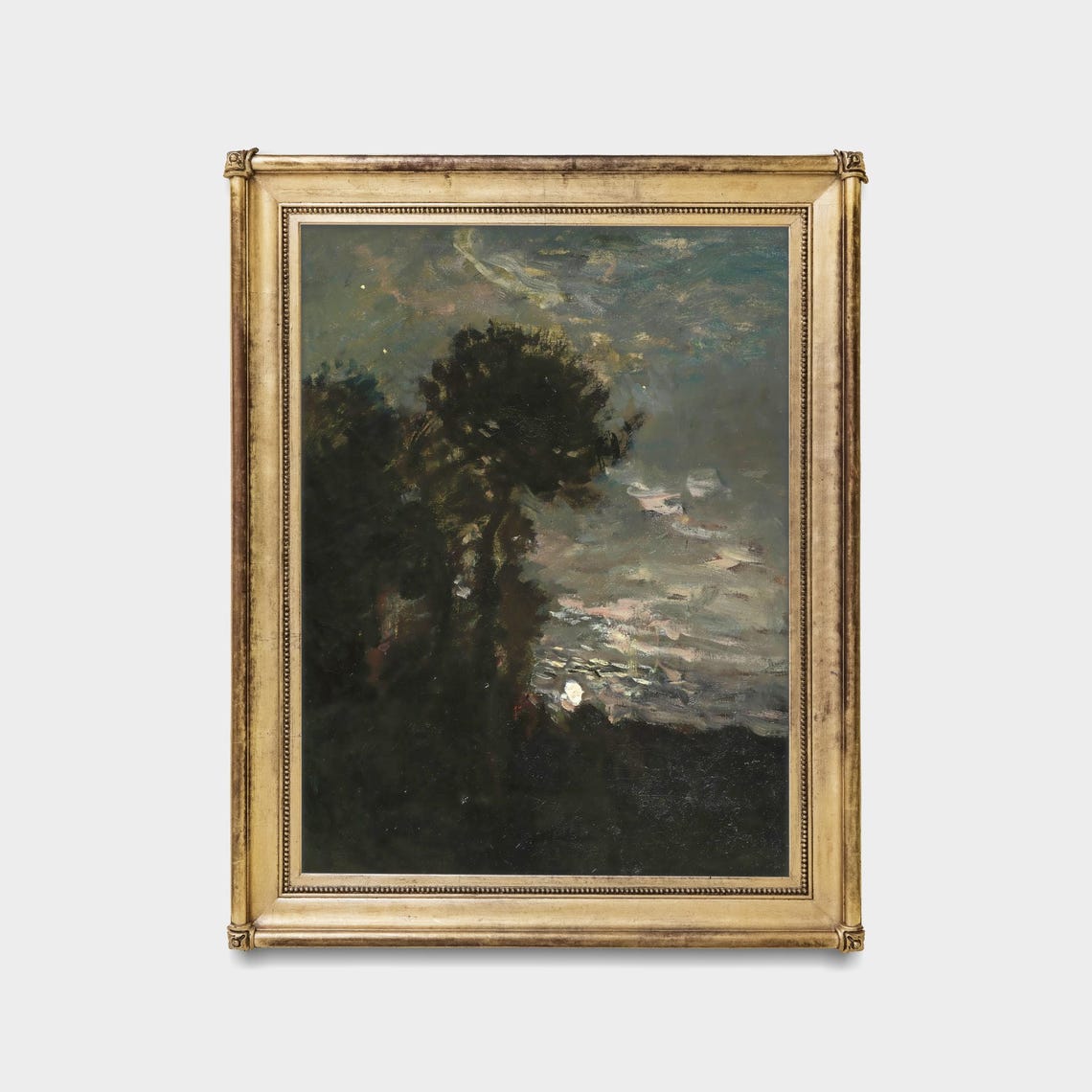 Moonlit Night over Water through Dark Trees Vertical Art Poster - Image 5